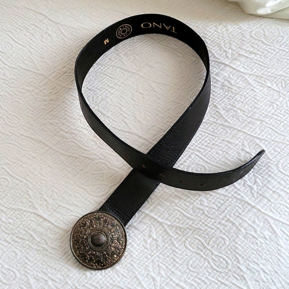 Tano Black Belt With Round Buckle from Spain - M - Picture 4 of 6